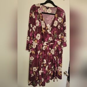 Torrid Purple Faux Wrap Floral Dress
